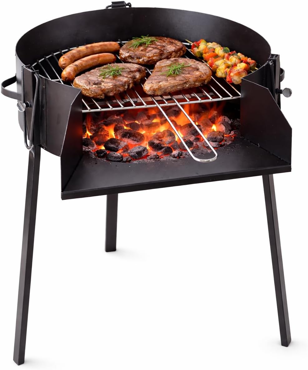 Barbacoa de Carbón Redonda Portátil con Parrilla Elevable 50 cm: Review Completa