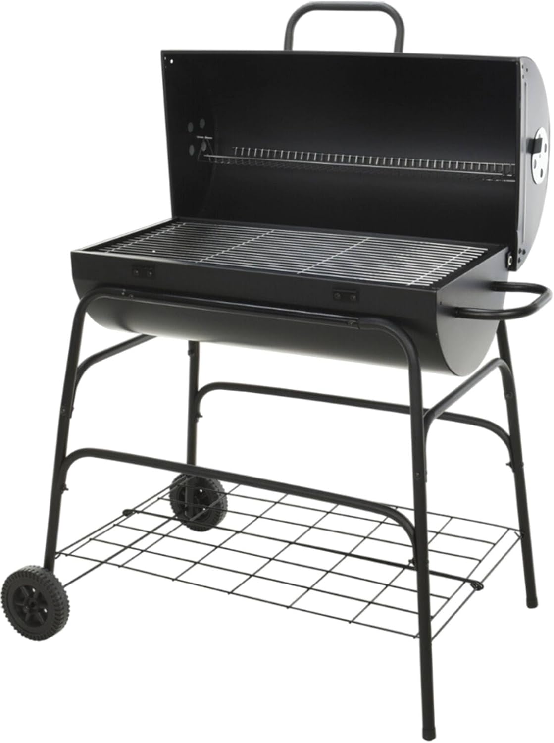 Well Home Barbacoa de Cilindro con Ruedas Negro Parrilla Chapada H.97cm
