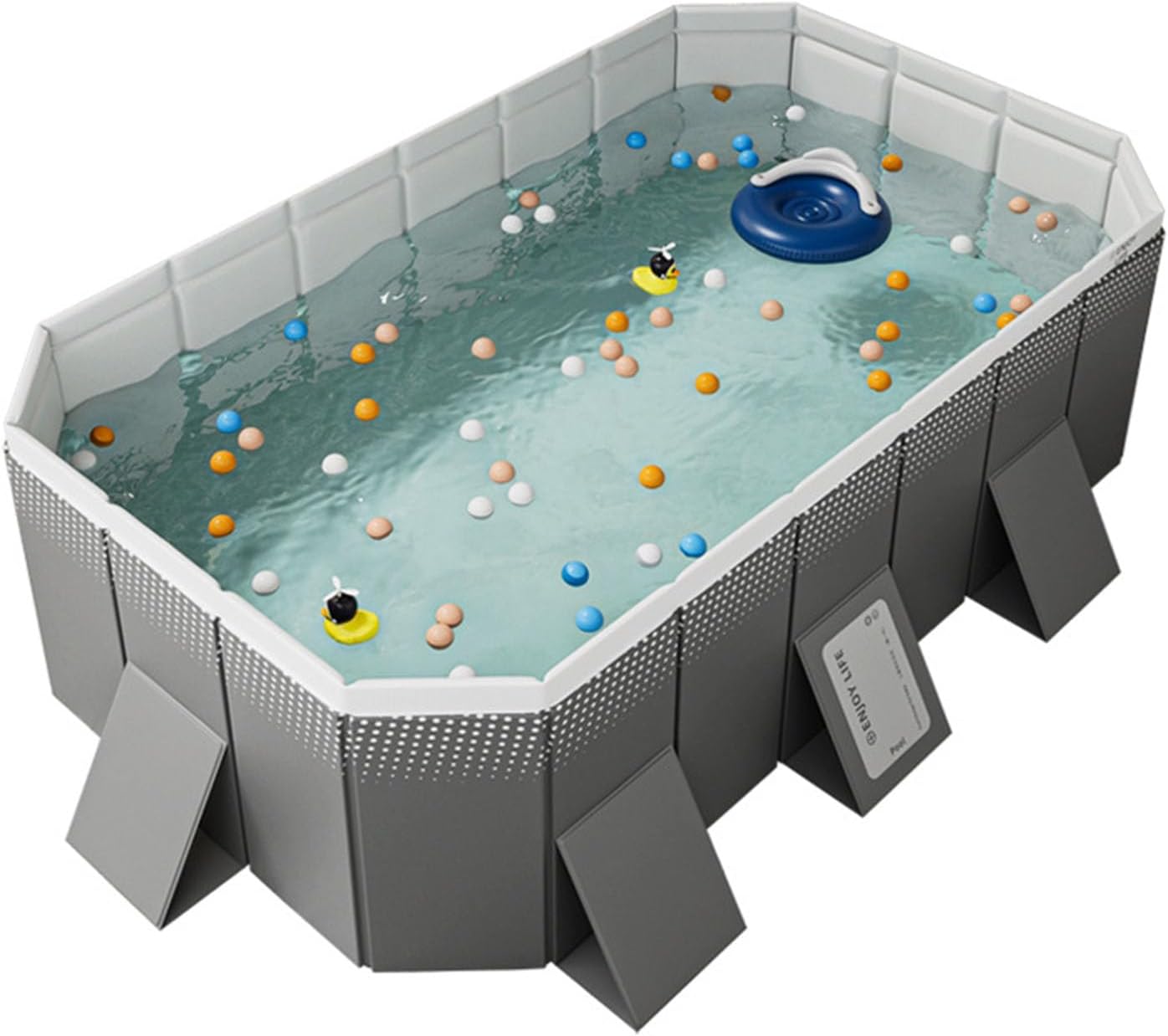 Piscina Enmarcada Plegable Familiar Adultos y Mascotas Rectangular