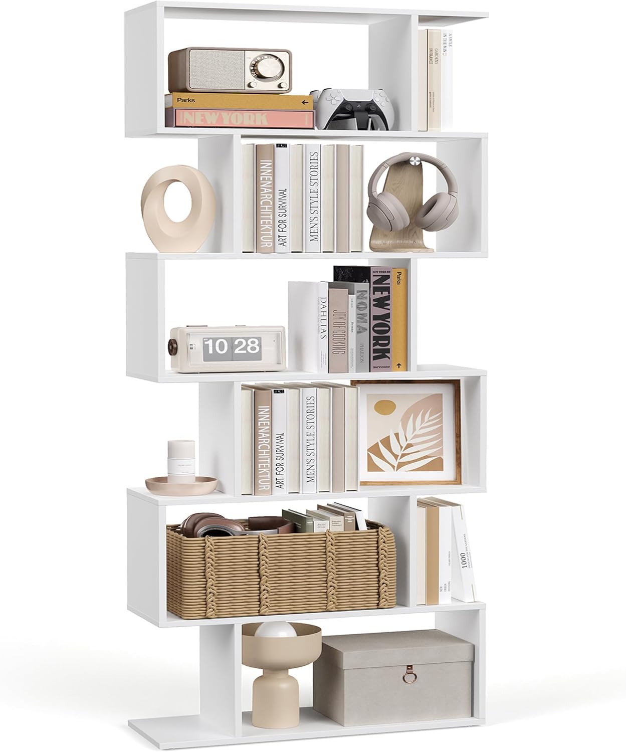 VASAGLE Biblioteca LBC61WT 6 Niveles 24x70x191.6 cm Separador de Espacios Blanca